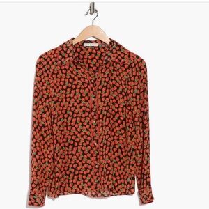NWT- Alice + Olivia Willa Long Sleeve Silk Button-Up Shirt Size S